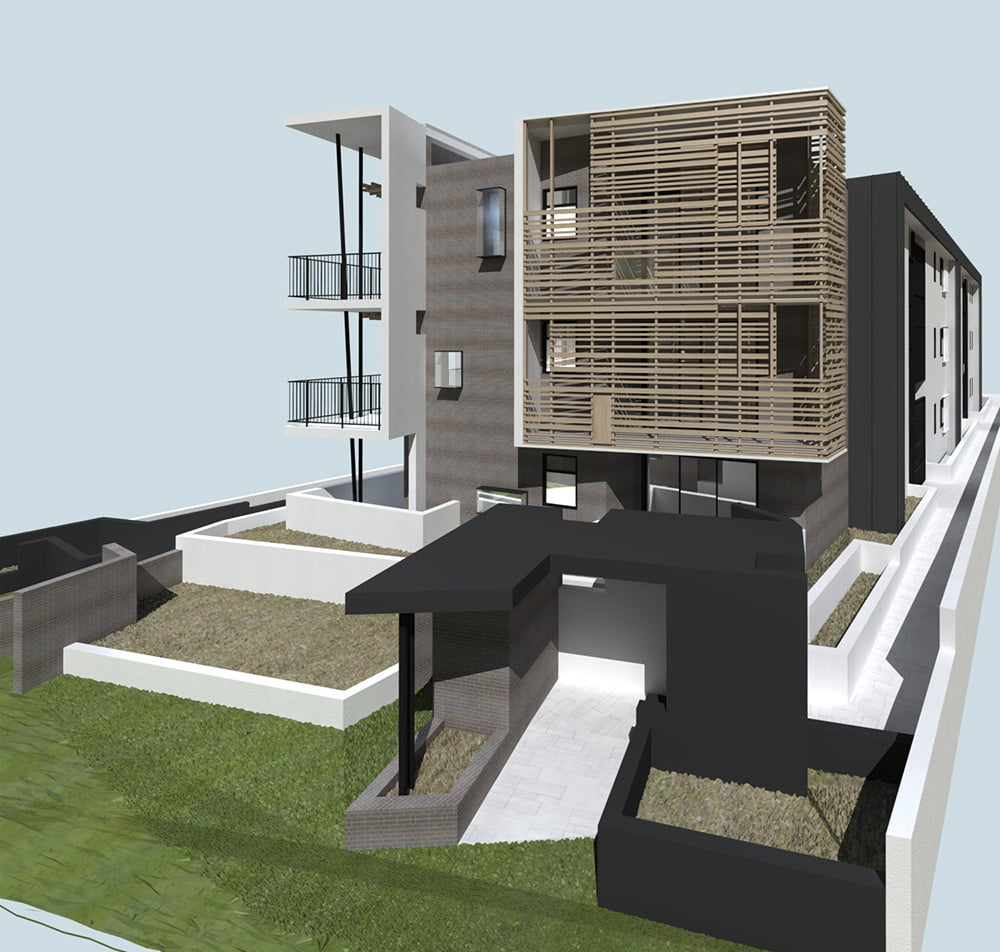 3D projection of Carina Apartments | featured image for Carina Apartments.